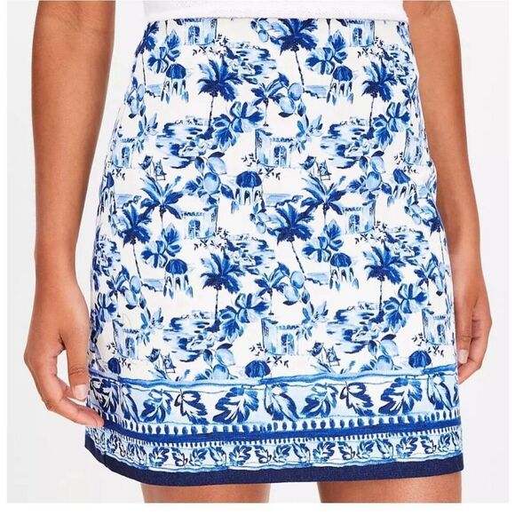 LOFT Dresses & Skirts - Loft Corfu weekend shift floral cotton stretch skirt size 14P NWT